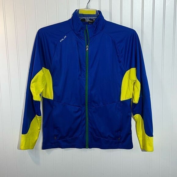 Ralph Lauren RLX Performance Jacket Men Small Blue Yellow Long Slv Full Zip Golf - Picture 1 of 12